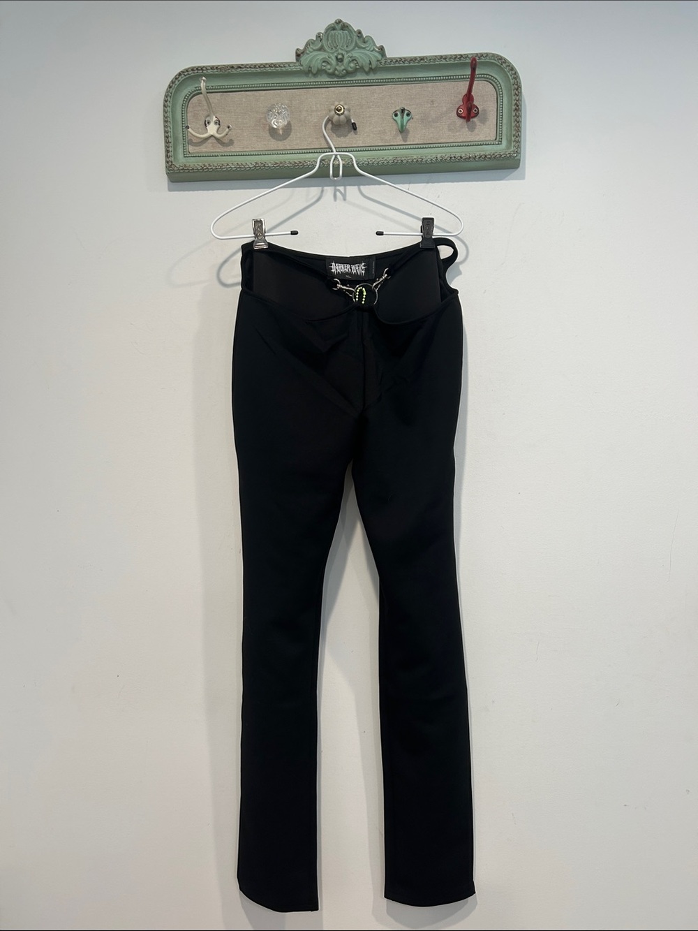 Dolls Kill Darker WAVS Women's xl Black Straight-Leg o ring cut out Pants new